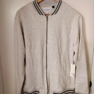 Five Four Heather Oatmeal Davidson Sweatshirt Bomber Jacket Size L